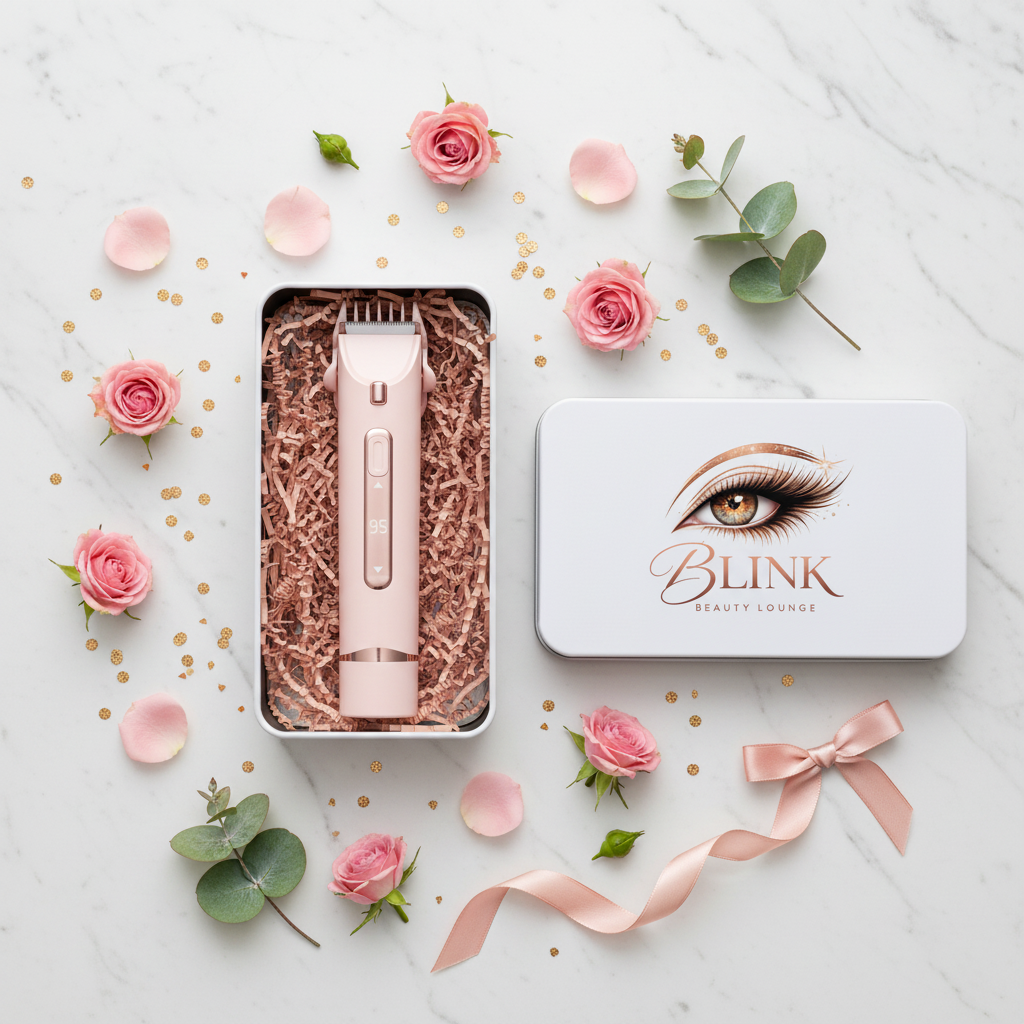Blink Pink Trimmer Flat Lay Packaging
